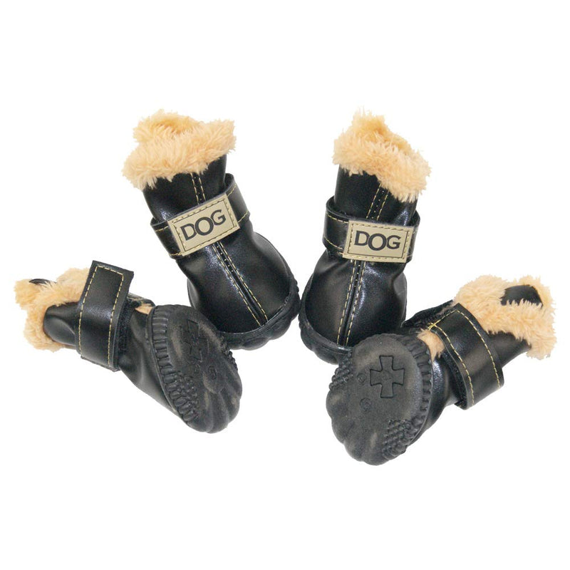 WINSOON Dog Australia Boots Pet Antiskid Shoes Winter Warm Skidproof Sneakers Paw Protectors 4-pcs Set Black Size 2 - PawsPlanet Australia