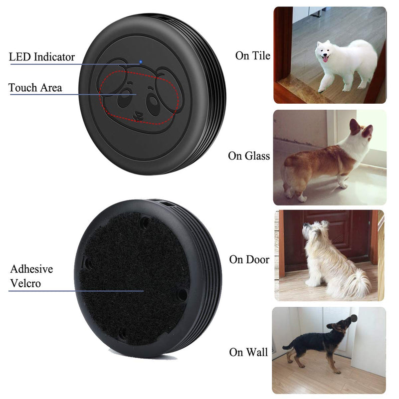 EverNary Dog Door Bell Wireless Doggie Doorbells for Potty Training with Warterproof Touch Button Dog Bells Included Receiver and Transmitters Black - PawsPlanet Australia