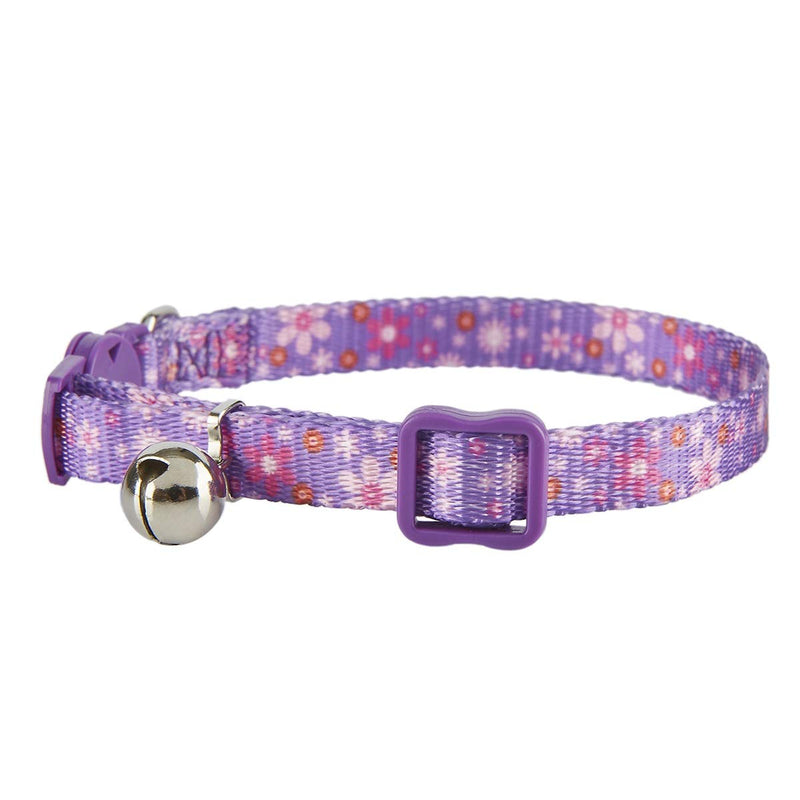 YUDOTE Breakaway Cat Collar with Bell, 2 Pack of Adjustable Cat Collars Cute Kitty Safety Collars Blue Purple Pink Kitty Collar One Size: Neck 7.5"-11.4" Floral Pink+Purple - PawsPlanet Australia