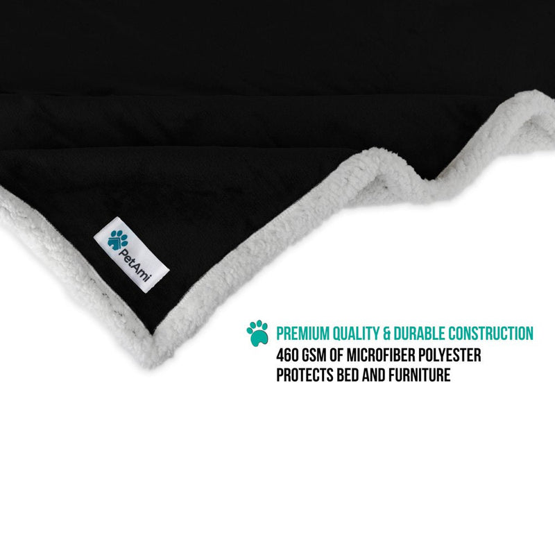 PetAmi Waterproof Dog Blanket for Bed, Couch, Sofa | Waterproof Dog Bed Cover for Large Dogs, Puppies | Sherpa Fleece Pet Blanket Furniture Protector | Reversible Microfiber 29 x 40 Inches Black - PawsPlanet Australia