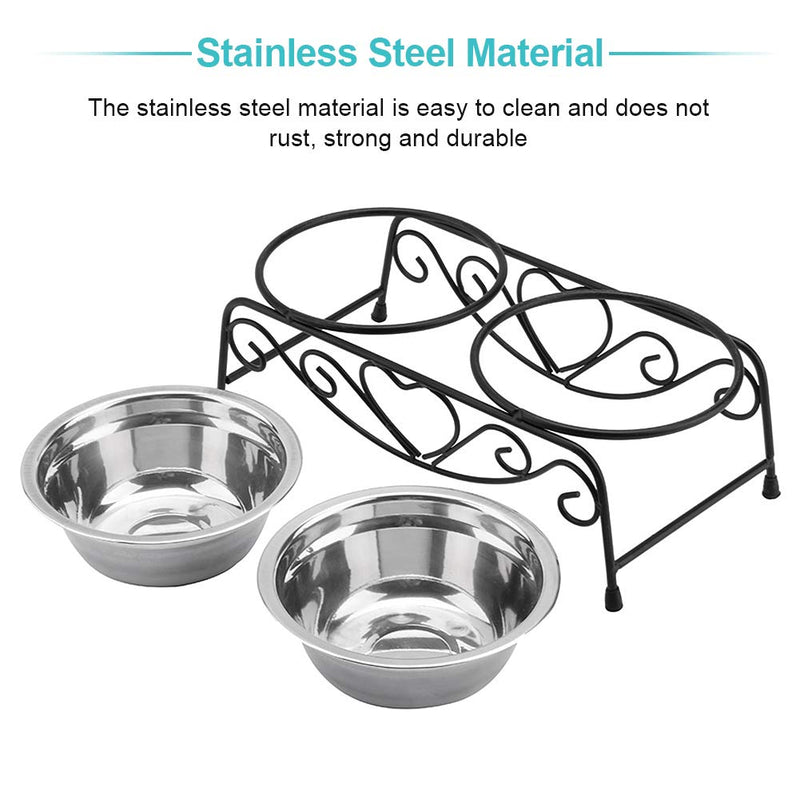 Stainless Steel Dog Bowl, Metal Dog Bowls Double Dog Bowls with One Stand for Small Medium Pets Dogs Cats(2 Pack) - PawsPlanet Australia