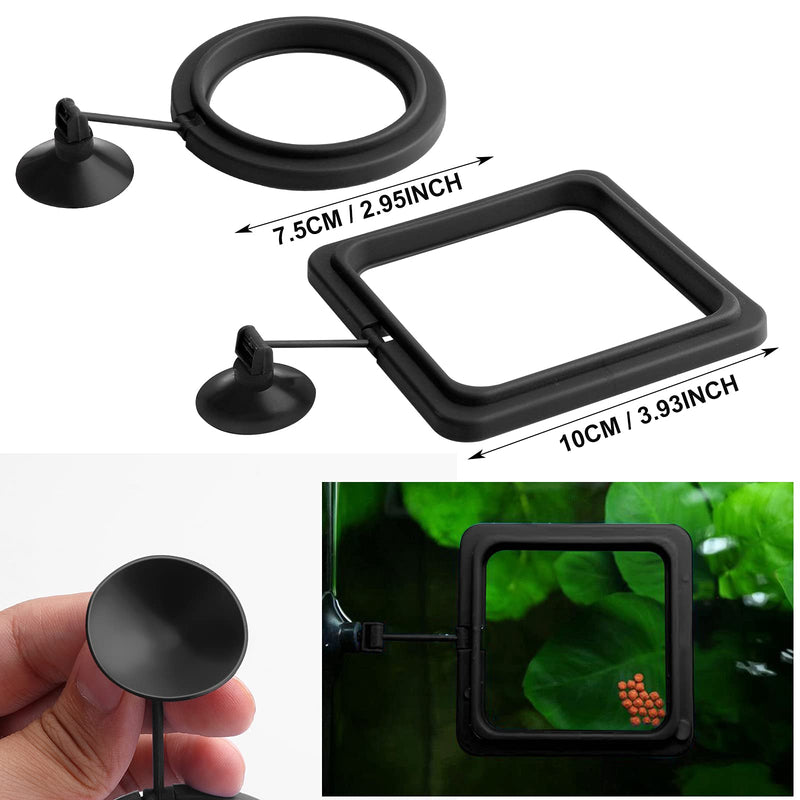 Molain Fish Feeding Ring, 2 Pieces Fish Feeder Aquarium Fish Turtle Tank Accessories Food Feeder Circle For Guppy, Bettas, goldfish, Turtle (Black) Black - PawsPlanet Australia