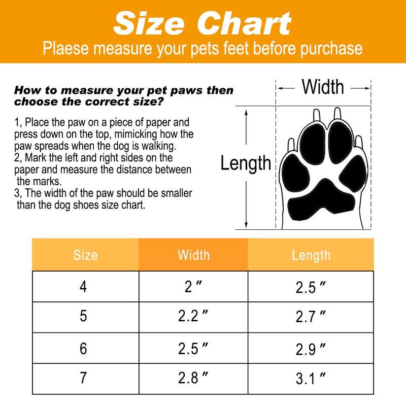 BINGPET Dog Boots Waterproof Shoes for Medium to Large Dogs Anti-Slip Paw Protectors with Adjustable Reflective Straps 4 Pcs 6: 2.9"x 2.5" - PawsPlanet Australia