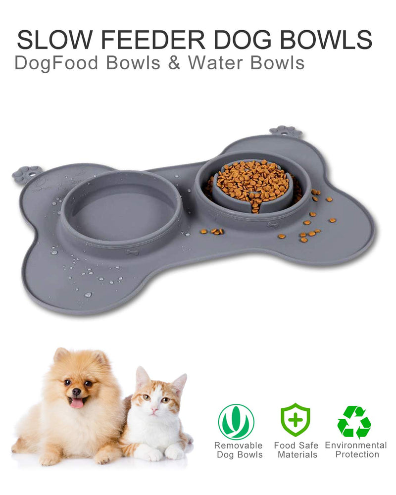 Slow Feeder Dog Bowls, 3 in 1 Small Dog Food Bowl Slow Feeder, Water Bowl with Non-Toxic No Choking Healthy Design Bowl Non Skid Spill Proof for Feeding Small Dogs Puppies Cats Pets - PawsPlanet Australia