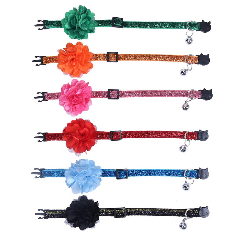 Lamphyface 6 Pack Cat Collar with Bell and Removable Flower Breakaway Adjustable for Cats Kitten - PawsPlanet Australia