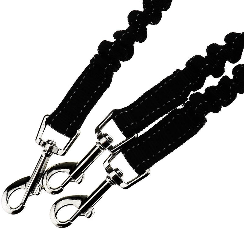 3-piece dog leash, prevents knotting and tangling, with elastic band, black... - PawsPlanet Australia