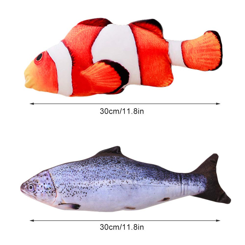 No Branded Mokinga Fish Cat Toy, Catnip Toys, 2 PCS Plush Simulation Fish Toys, Catnip Fish that Allow Cats to Play, Bite, Chew and Kick, Cat Interactive Toys(Style: Salmon, Clown Fish) - PawsPlanet Australia