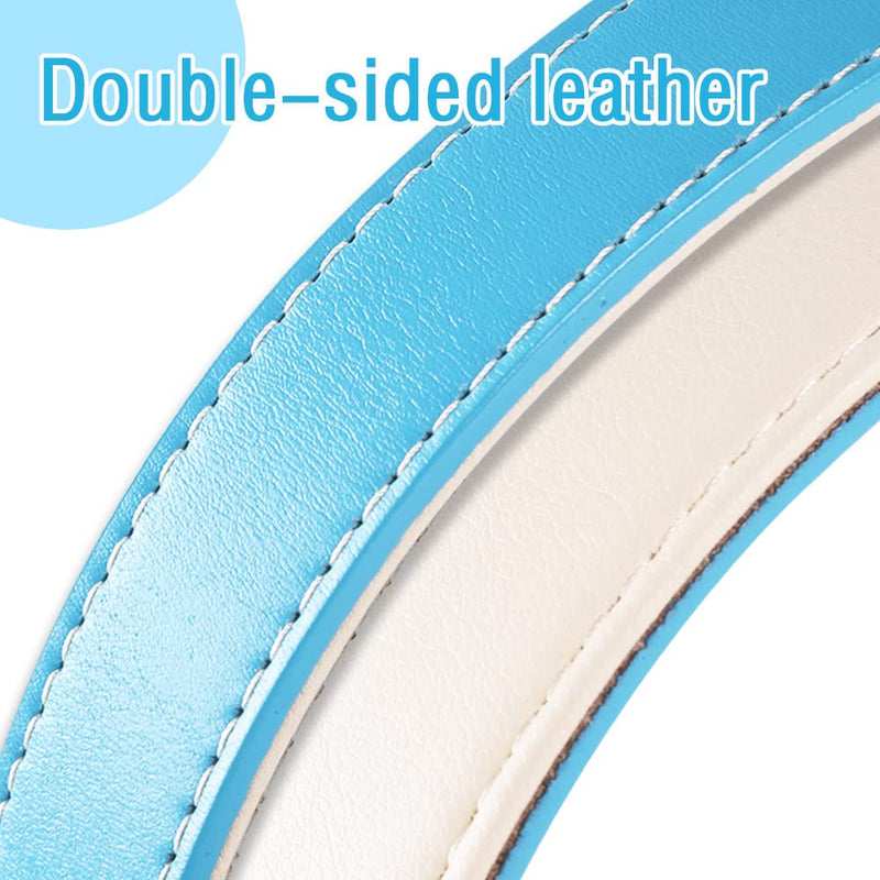 Genuine Leather Adjustable Dog Collar of Soft Thick Padded Collars Best for Small Medium Large Breed Dogs(Blue) (Small) Blue - PawsPlanet Australia