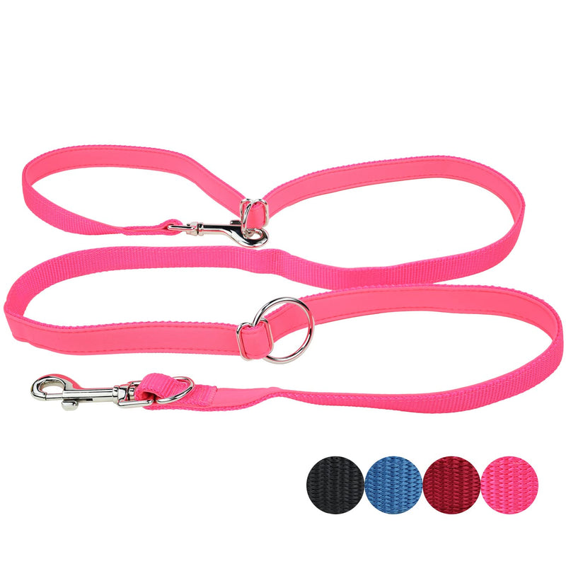 Adjustable Dog Leash for Small & Medium Dogs, 2m Nylon & Neoprene Pad Double Leash, Shoulder Leash, Lightweight and Comfortable for Hands-Free Walking, Running and Training (Pink, M - 2.0 x 200 cm) Pink - PawsPlanet Australia