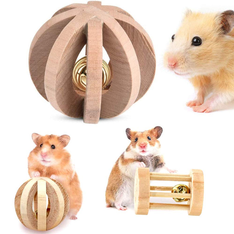 Amasawa 2 Pieces Hamster Chew Toys,Natural Wooden Toys,Gerbil Rat Guinea Pig Chinchilla Chew Toys,Roller Teeth Care Molar Toy,Suitable for Hamsters, Rabbits and Parrots to Play with Molar Toys - PawsPlanet Australia