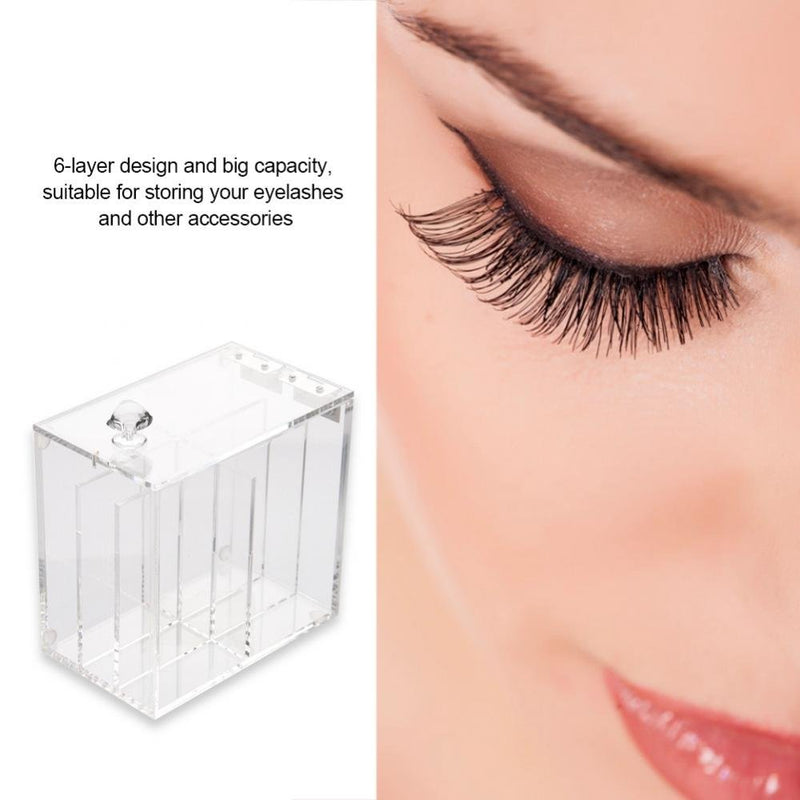 6 Layers Eyelash Storage Box, Transparent Acrylic Grafting False Eyelash Storage Box Makeup Cosmetic Case Eyelash Packing Travel Makeup Storage Tool - PawsPlanet Australia