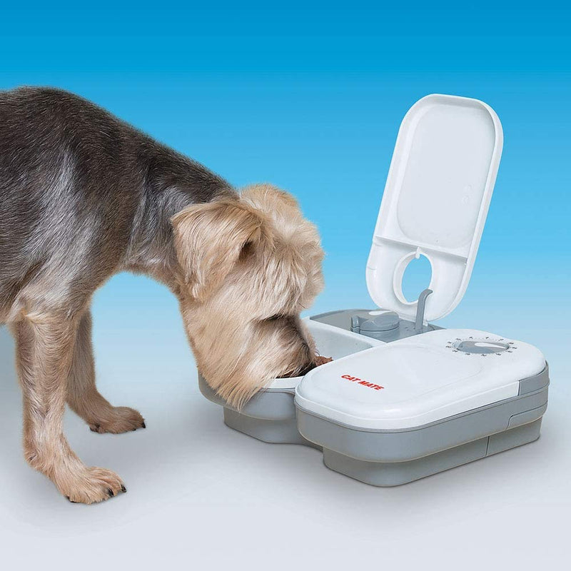 Cat Mate C200 2 Meal Automatic Pet Feeders for Cats or Small Dogs with optional Stainless Steel bowl inserts available separately (2 Bowl Feeder) 2 Bowl Feeder - PawsPlanet Australia