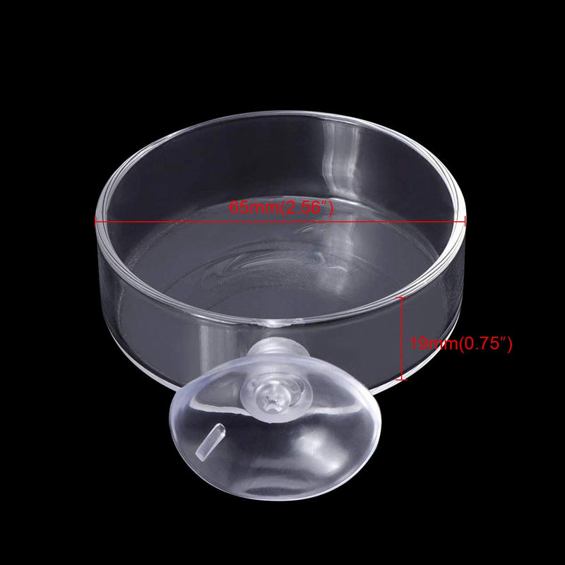 [Australia] - Ailinda Aquarium Shrimp Feeding Dish 60mm Glass Bowls Reptiles Water Food Dish Feeder Bowl Round Clear Dishes Tray with Suction Clear-65mm 