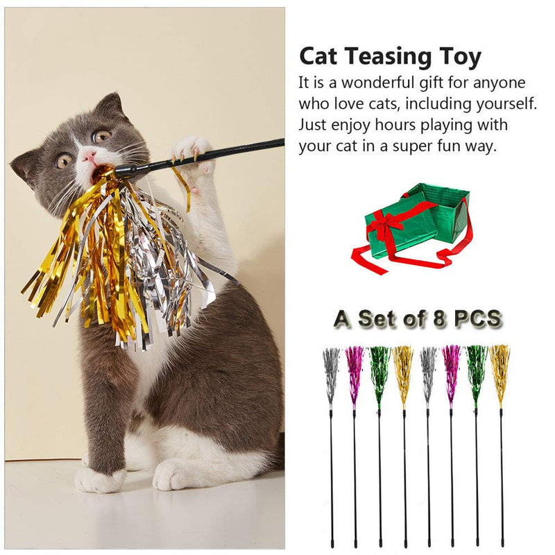 Aidiyapet Cat Toys Feather,Cat Toy Wand,Teaser Wand Toy Set, Cat Teaser Interactive Toy,Cat Toys Teaser Gifts,Cat Rainbow Wand Toy, Cat Toy for Kitten Cat Having Fun Exerciser Indoor Playing Red - PawsPlanet Australia