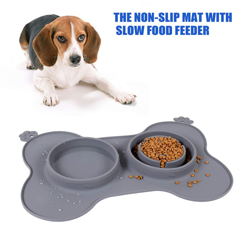 Blingbin Slow Eating Pet Bowls, 2-in-1 Dog Food Bowl, Dog Food Mat Pet Double Bowl Silicone Dog Bowls Anti-Choking Dog Feeding Mat, Hedgehog Bowl Cat Bowls With Stand, 20.44 * 13.76 inch - PawsPlanet Australia