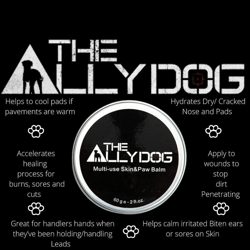 The ALLY DOG Paw and Skin Balm - UK Brand - Barrier Protection vs Cuts & Infection I Moisturises Dry Skin, Nose & Paw Pads I Helps Prevent Cracking I Pocket Size I For Working & Outdoor Dogs - PawsPlanet Australia