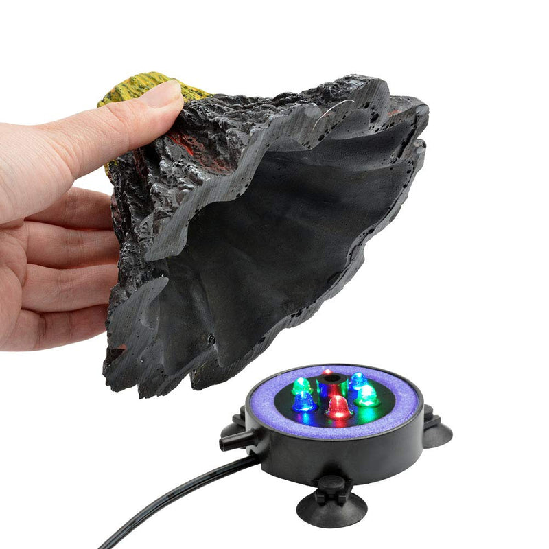 NICREW Aquarium Volcano Ornament Kit, Air Bubbler Decorations for Fish Tank, Aquarium Air Bubbler with LED Light - PawsPlanet Australia