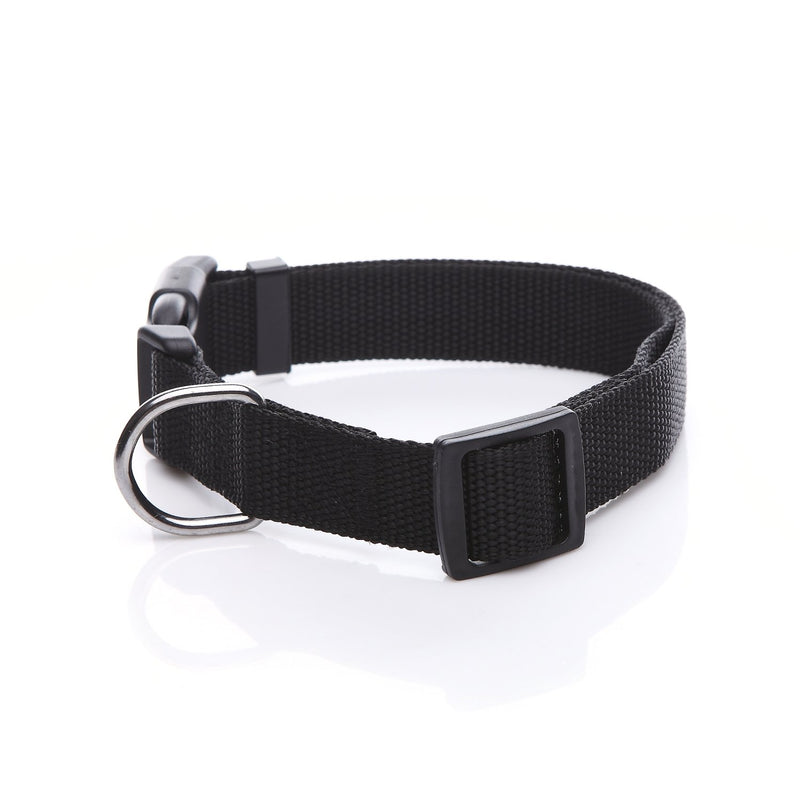 [Australia] - Durable Adjustable Nylon Dog Collar, 1 Inch Wide, for Large Medium Dogs Black 