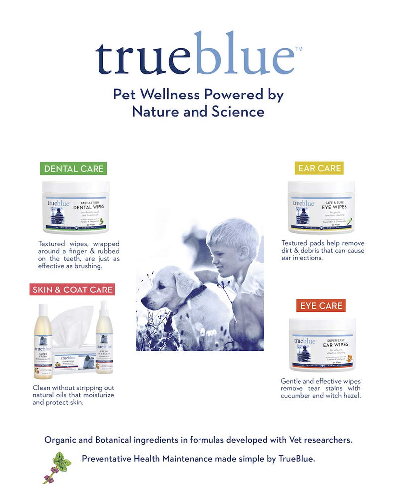 TrueBlue Dental, Ears, and Eyes Wipes for Dogs, Cats, & Puppies Dental Wipes - PawsPlanet Australia
