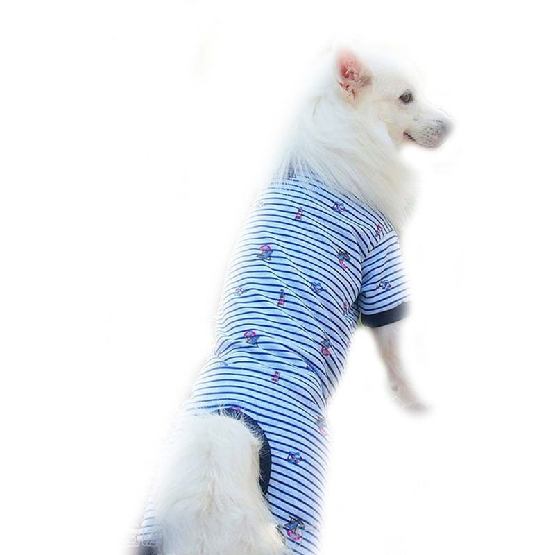 [Australia] - FLAdorepet Strip Big Large Dog Labrador Jumpsuit Hoodie Clothes Cotton Dog Pajamas Jacket Coat Golden Retriever Dog Clothing for Large Dog 3XL Blue 