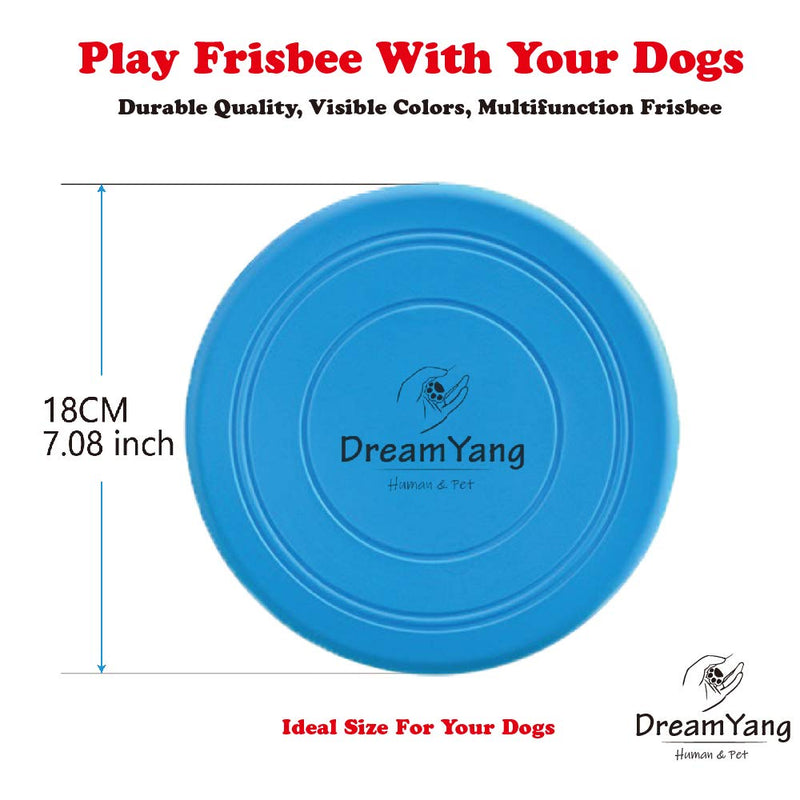DreamYang 2 Pieces Dog Frisbee,Dog High Flying Disc,Dog Flyer,Blue and Yellow Visible Colors,Protective Soft Rubber,Good Smell,Dog Fetch Toy,Interactive Toy for Small,Medium and Large Breed Dogs - PawsPlanet Australia