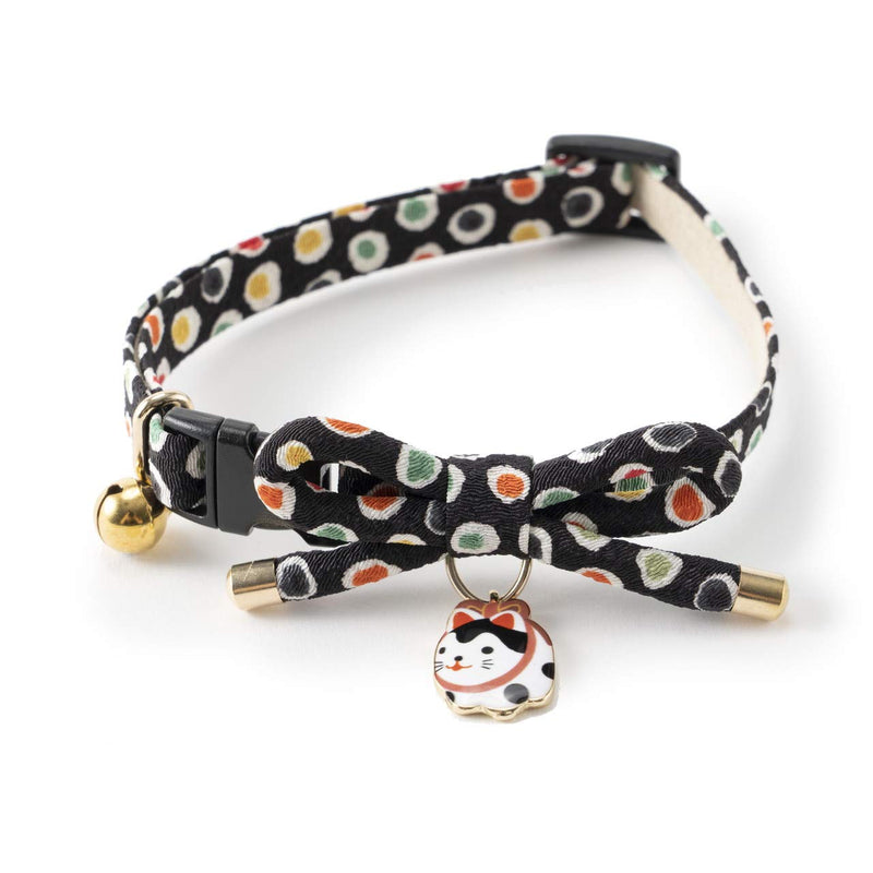 Necoichi Zen Hariko Charm Cat Collar Black - PawsPlanet Australia