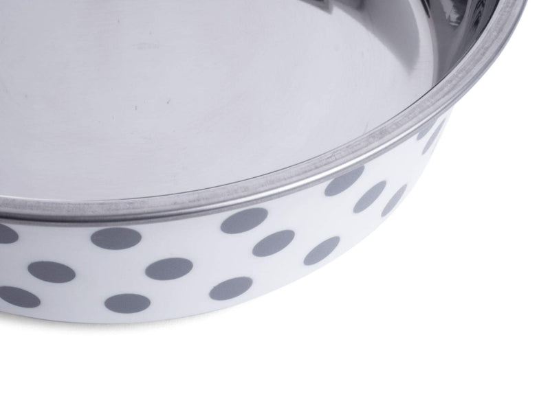 Petface Grey and White Spots Deli Dog Bowl, 17 cm Grey and White, 17 cm - PawsPlanet Australia