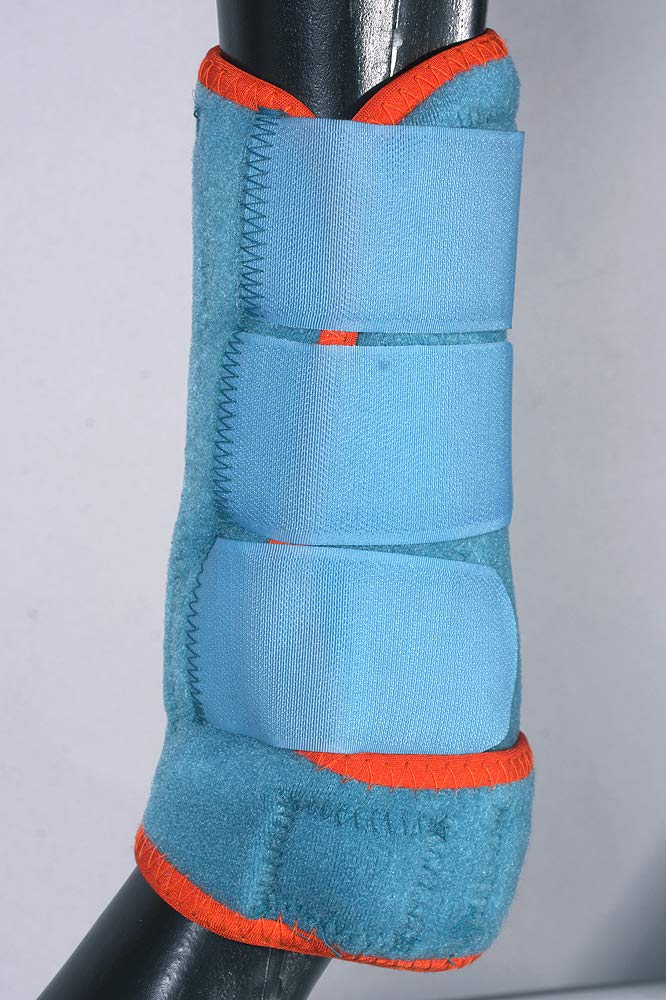 [Australia] - HILASON L M S Horse Front Leg Ultimate Sports Boots Pair Turquoise Orange Medium 