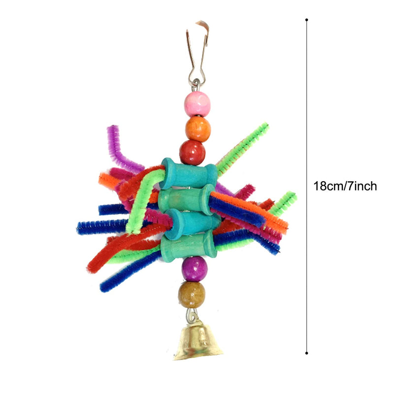 PietyPet Bird Parrot Toys for Cages, Birdcage Stands with Wooden Ladder, Colorful Chewing Hanging Swing Pet Bird Toy with Bells, Rope Perch for Small and Medium Birds, 6pcs - PawsPlanet Australia