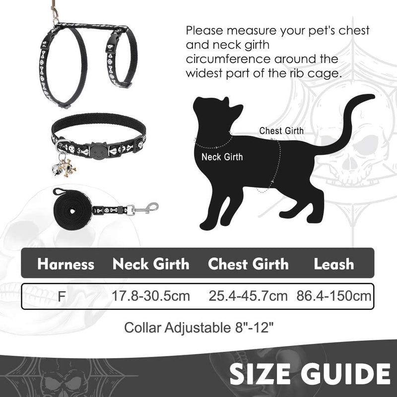 PUPTECK Luminous Cat Harness Collar and Leash Set for Small Medium and Large Kitties Outdoor Exercise Walking with Cool Skull Pattern - PawsPlanet Australia