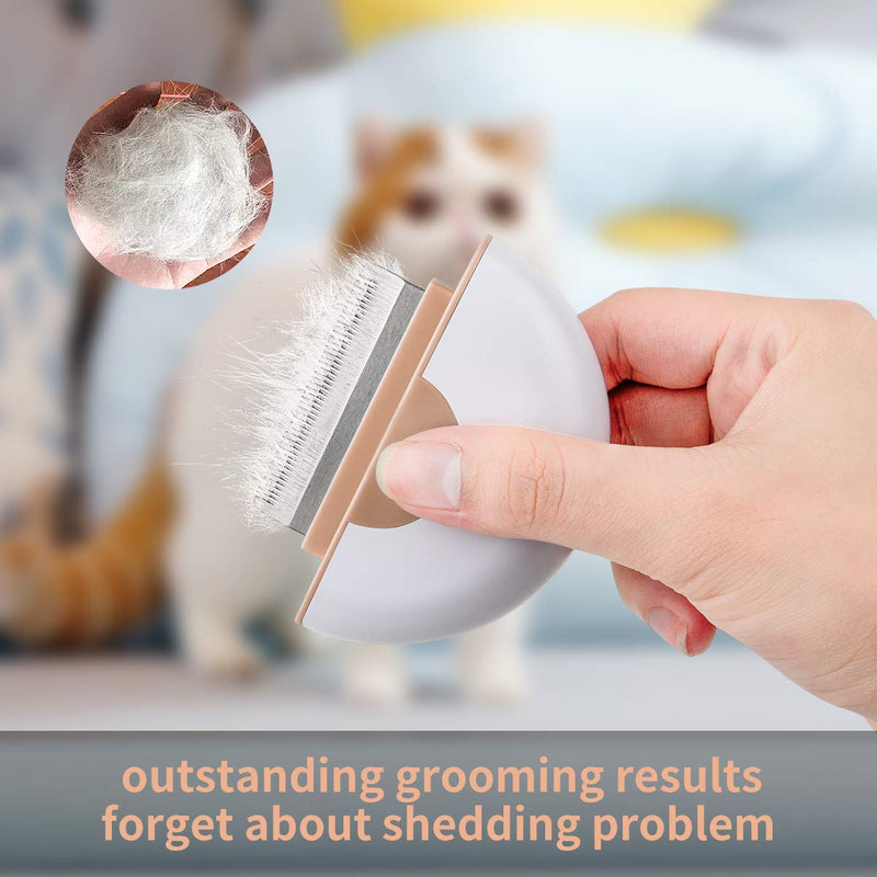 [Australia] - Cat Hair Removal Comb Dog Grooming Brush 2 in 1 Pet Massage Shedding Brush Portable Self Cleaning Tools for Short Long Haired Puppy & Kitten & Rabbit & Little Pets Brown 