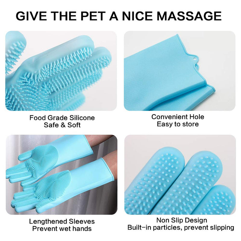 Pet Grooming Gloves, Dog Bathing Shampoo Gloves, Dog Washing Gloves for Shedding Massage, Pet Shower Attachment Supplies for Anti-Bite & Anti-Scratch - PawsPlanet Australia