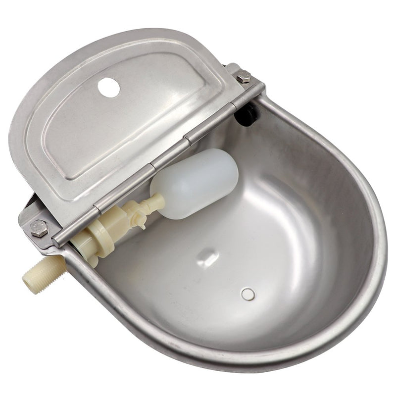 M.Z.A Automatic Stainless Steel Waterer Bowl with 2PCS Float Valve with Drain Plug Water Drinker Trough for Horse Cattle Goat Sheep Dog Water Bowl - PawsPlanet Australia