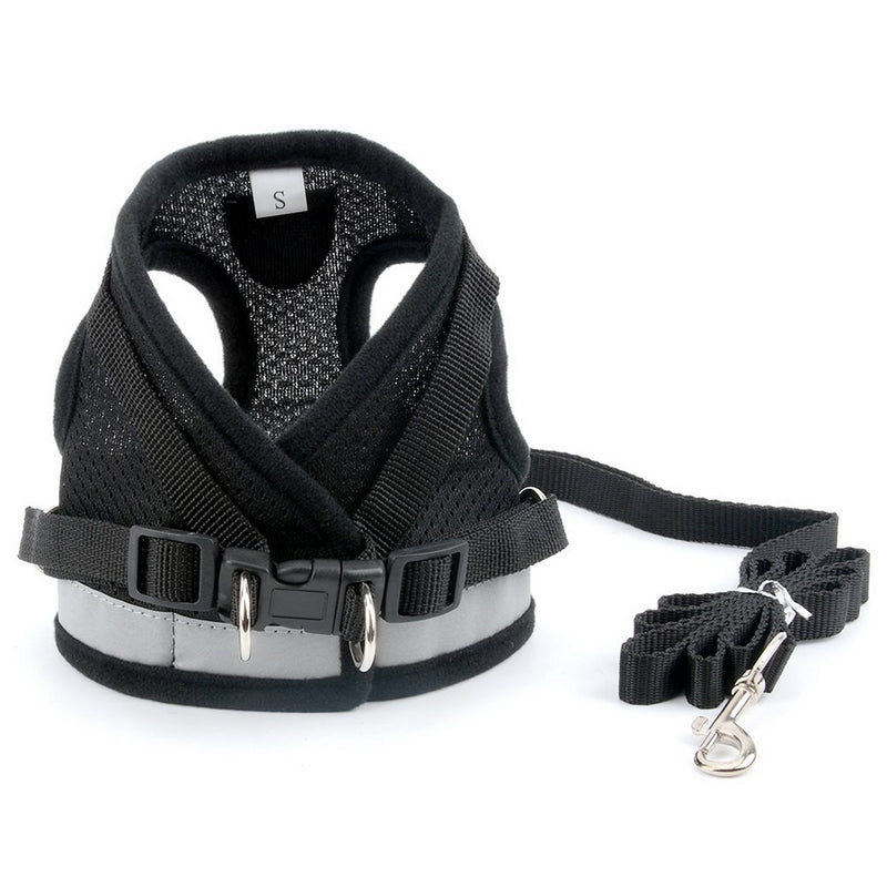 Zunea No Pull Dog Harness for Tiny Small Dog Cat, Kitten Lead Escape Proof for Daily Walking Reflective Breathable Soft Mesh Padded Step-in Vest Harnesses Leash Set Black XS XS (Chest:10.2", for 1-3lbs) - PawsPlanet Australia