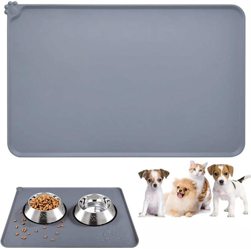 Emwel dog cats, waterproof and non-slip silicone feeding bowl base for food bowls, water bowl, feeding mat 47x30cm gray 180g gray - PawsPlanet Australia