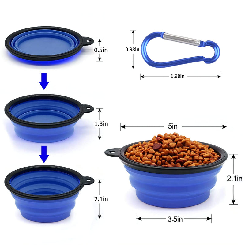 Collapsible Dog Bowl,Collapsible Dog Water Bowls for Cats Dogs, Portable Pet Feeding Watering Dish,Portable Dog Water Food Bowl with Carabiner (Small, Blue) Small(350ML) - PawsPlanet Australia