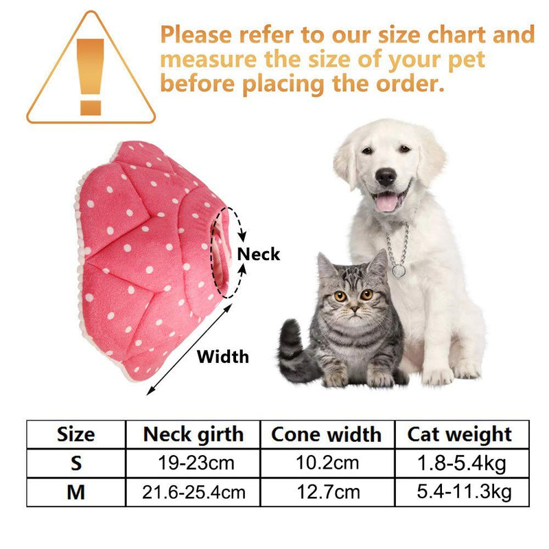 SLSON Cat Recovery Collar Soft Pet Cone Collar Protective Cat Cone Cotton Adjustable Fasteners Collar for Cat and Puppy, Pink (S) S - PawsPlanet Australia