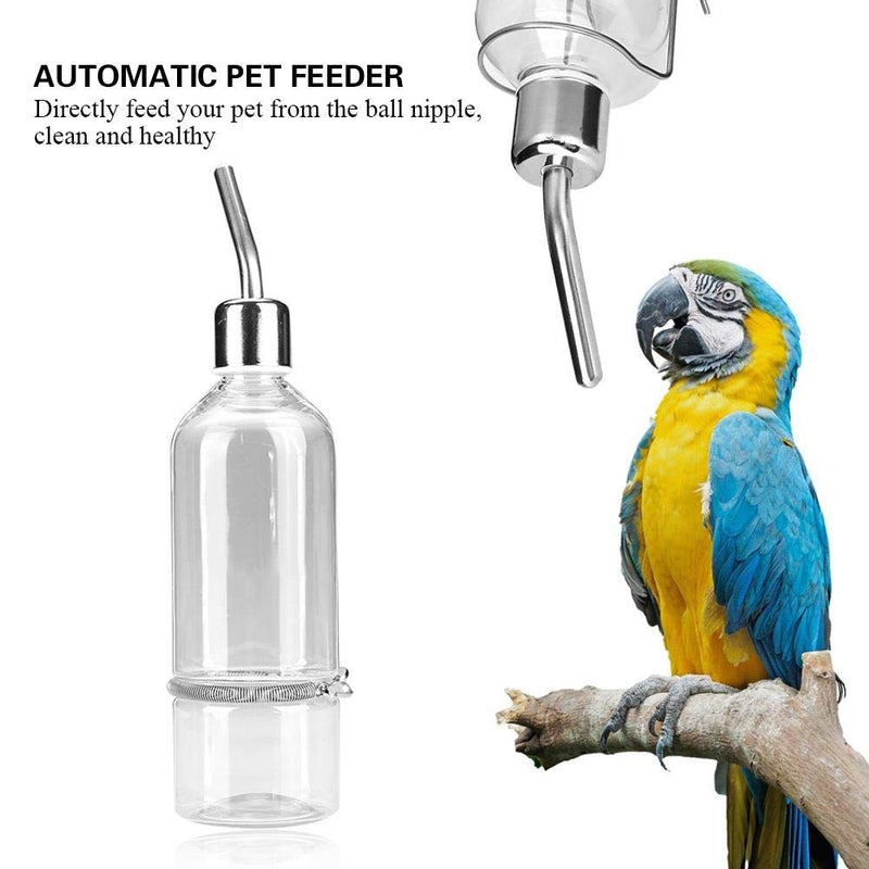 TOPINCN Parrot Water Feeder Automatic Drinking Fountain Ball Stainless Steel Nipple Parrot Bird Water Pet Feeding Bottle (L) L - PawsPlanet Australia