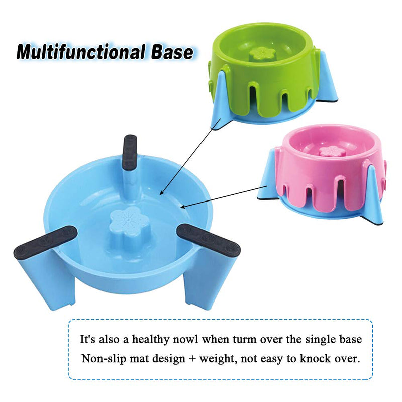 WishLotus Multifunctional 2 in 1 Pet Food Feeder Lovely Cake Shape Durable Adjustable Pet Bowl 5 Kinds of Height Pet Double Bowls Fun Feeder and Dog Cat Bowls Slow Food Utensils (Pink+Blue) Pink+Blue - PawsPlanet Australia