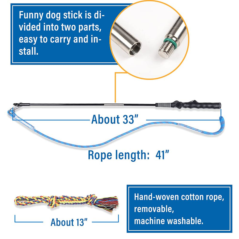 AOKA Interactive Dog Flirt Pole Toy for Small and Medium-Sized Dog Chase and tug-of-war, Dog Flirt Pole with Pet Fleece Rope Tether Lure Toy to Outdoor Training and Entertainment - PawsPlanet Australia