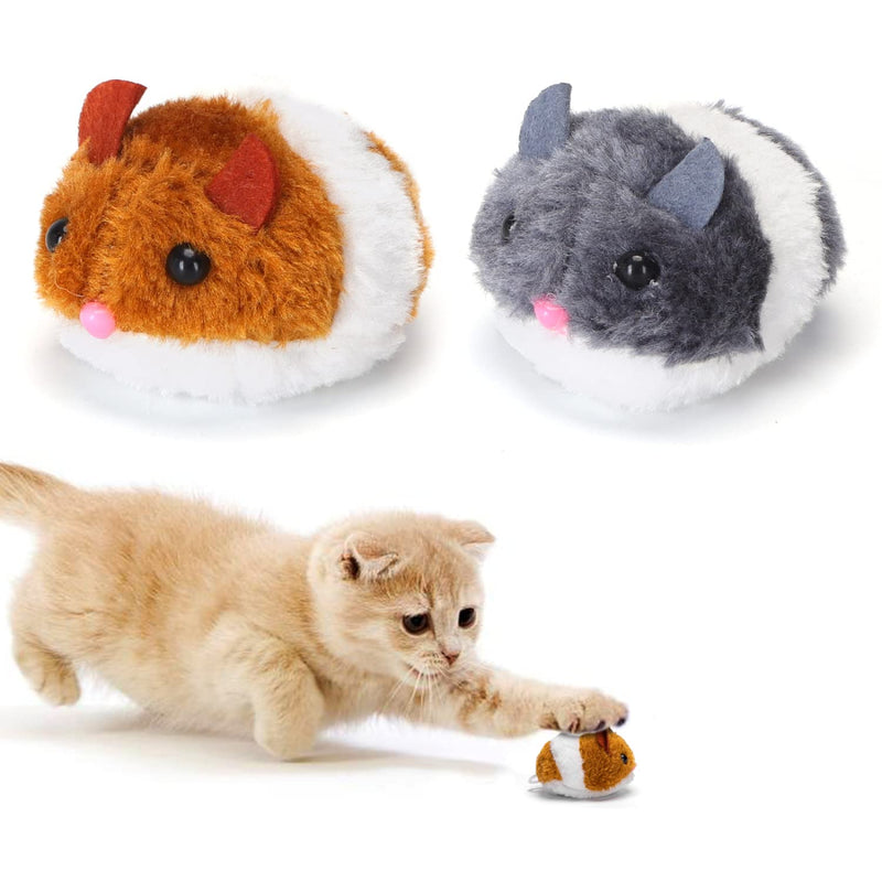 Nobleza Cat Toy Pull String Mouse Vibrating Movable Interactive Toy Vibrating Mouse Realistic Moving Mouse Toy Brown and Gray 2 Pack - PawsPlanet Australia