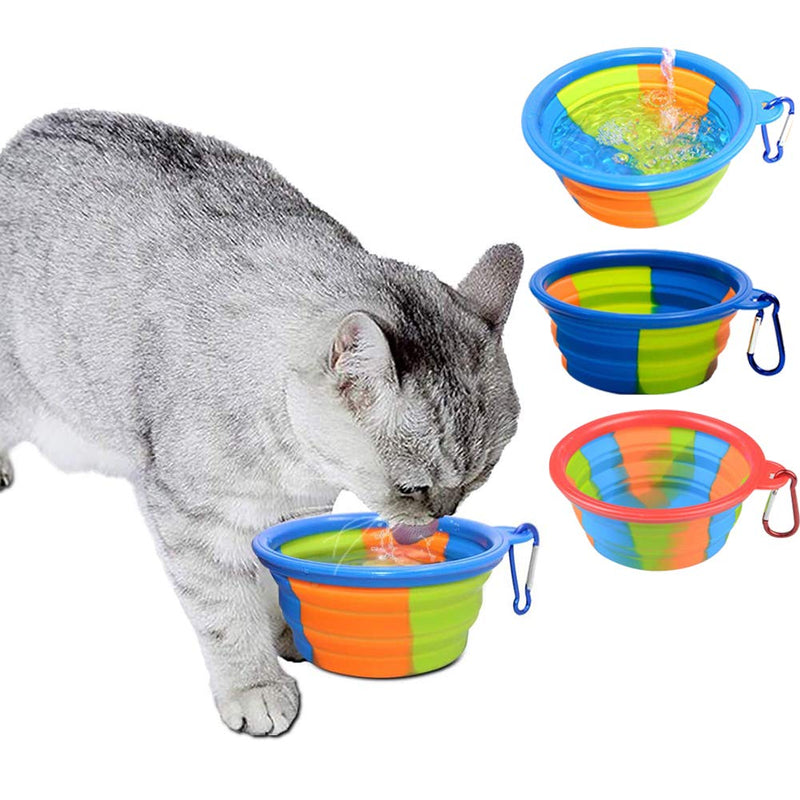 FANDE 4PCS Collapsible Dog Bowl, Silicone Collapsible Silicone Portable Pet Food Water Bowl Travel Bowl Set with Carabiner Clip Portable Folding Travel Dogs Cats Food Water Supply - PawsPlanet Australia