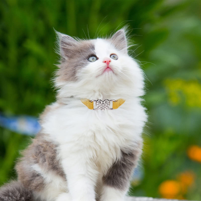 TAKUZA Cat Collar Pack of 2, Adjustable Cat Collar, Cat Collars with Bell, Cat Collar with Bling, Cat Collar with Safety Clasp, for Small Dogs Cats (Pink + Yellow) - PawsPlanet Australia