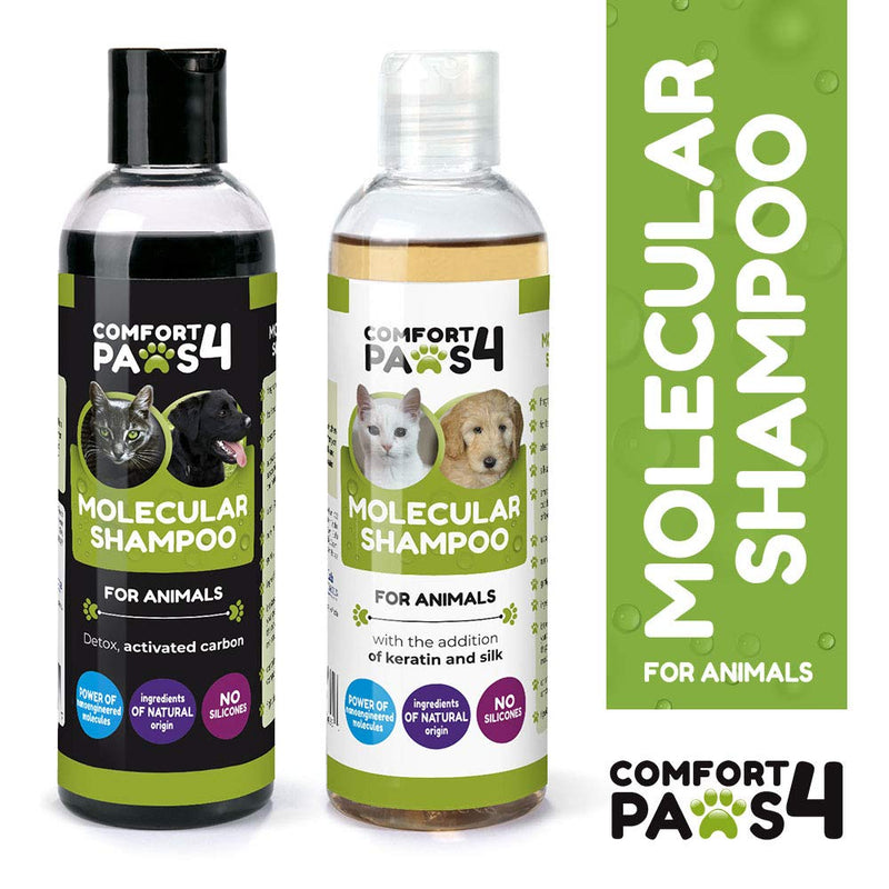 Comfort4Paws Molecular Shampoo for Pets with Keratin and Silk/Soothe Irritations/Moisturise. Unique Coat Regeneration. Recommended For Dogs and Cats with White/Light Fur. Long/Curly Hair 250ML Light - PawsPlanet Australia