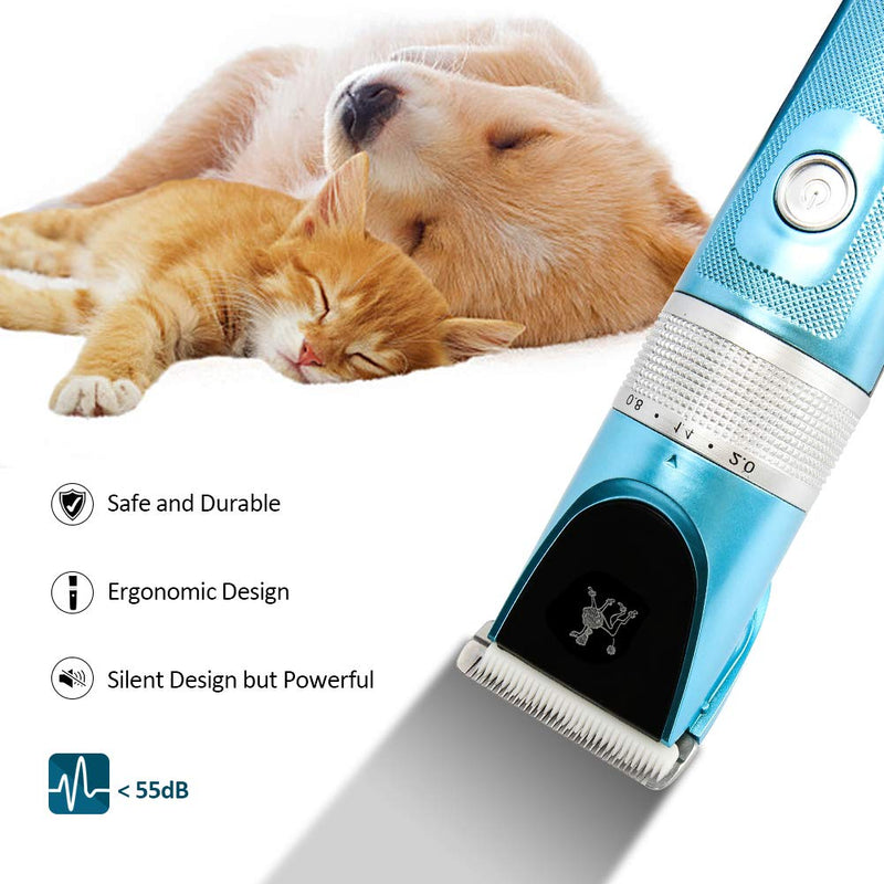 [Australia] - FUNSHION Dog Clippers Grooming kit Low Noise Dog Hair Grooming Clippers Professional Rechargeable Cordless with 2 Dog Grooming Scissors for Dogs Cats 