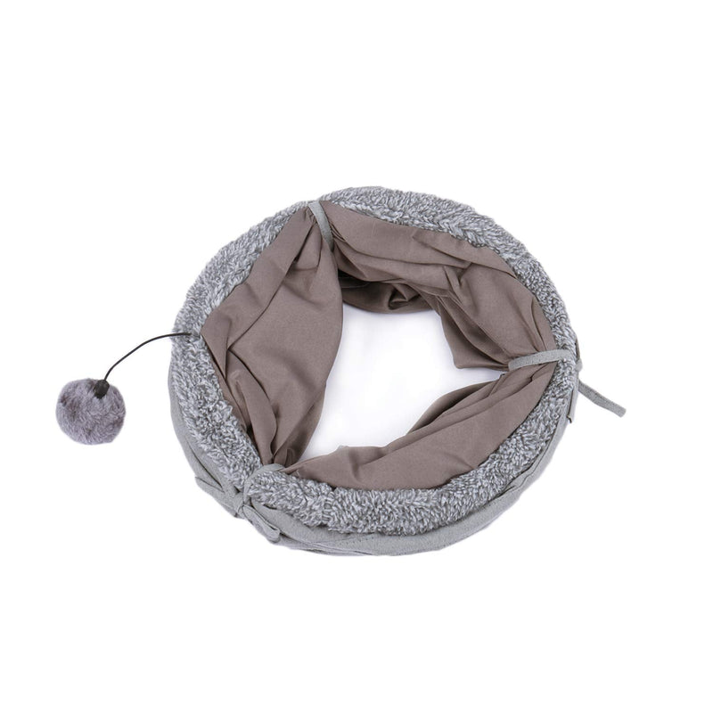 Ohana Beautiful Foldable Cat Tunnel Cat Toy with Ball Rustling Tunnel for Cats Puppies Rabbits or Small Animals Gray Shape S - PawsPlanet Australia