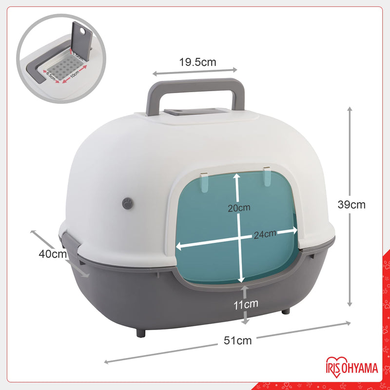 Iris Ohyama, Cat Litter Box, Closed Cat Litter Box, Scoop, L40 x D51 x H39 cm, WNT-510, Gray WNT-510, Closed / Wide - PawsPlanet Australia