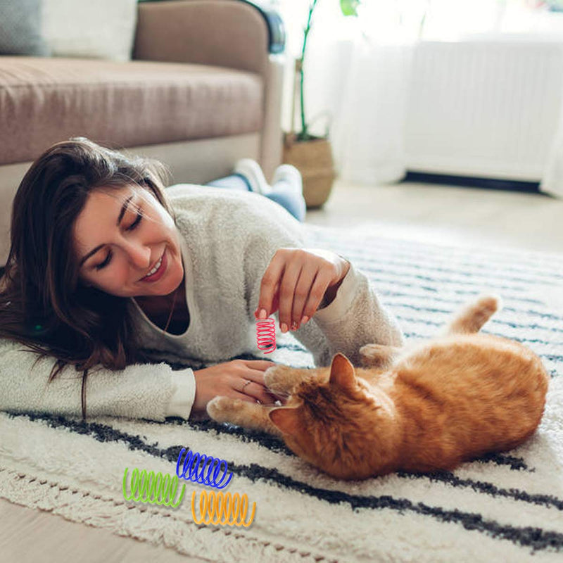 NATUCE 12 Pieces Interactive Cat Toys, Colorful Spring Cat Toy Plastic Coil Spiral Springs Durable Interactive Toys for Cat Kitten Pets Novelty Gift, Toys for Cat, Cat Chew Toys, Teeth Cleaning - PawsPlanet Australia