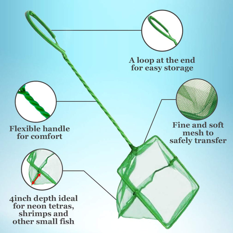 JOR Neon Tetra Net, Green Fine Mesh Ideal for Catching Small Fishes, with Sturdy Handle and Comfortable Grip, 1 Pc per Pack - PawsPlanet Australia