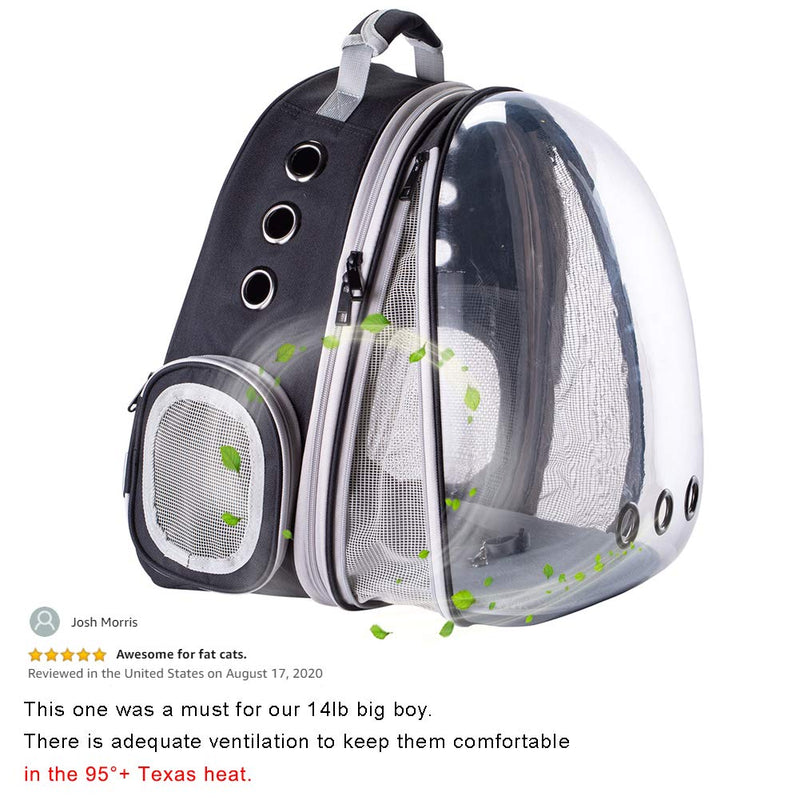 halinfer Front Expandable Large Cat Carrier Backpack, Space Capsule Pet Carrier Backpack for Fat Cats and Small Dog up to 20 lbs, Dog Carrier Backpack for Traveling and Hiking Black - PawsPlanet Australia